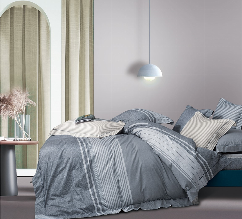 Introducing the Kyle Gray Striped 100% Cotton Comforter Set