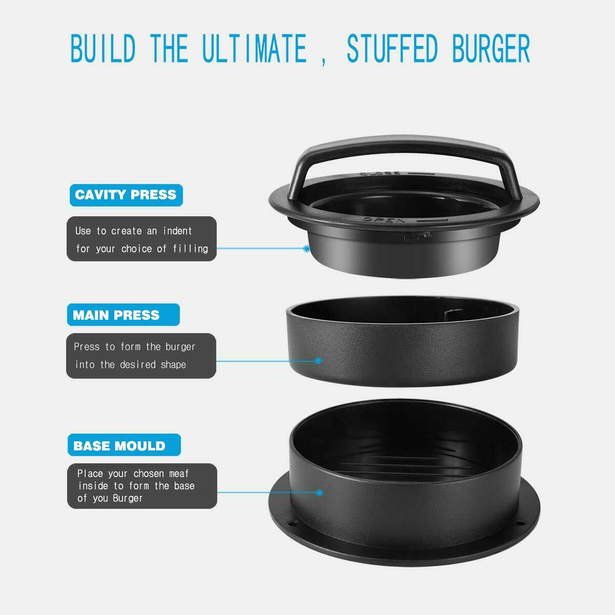Burger Press Stuffed Patty Maker Mold Slider EASY Homemade Hamburger Making Tool - Growtochoice LLC