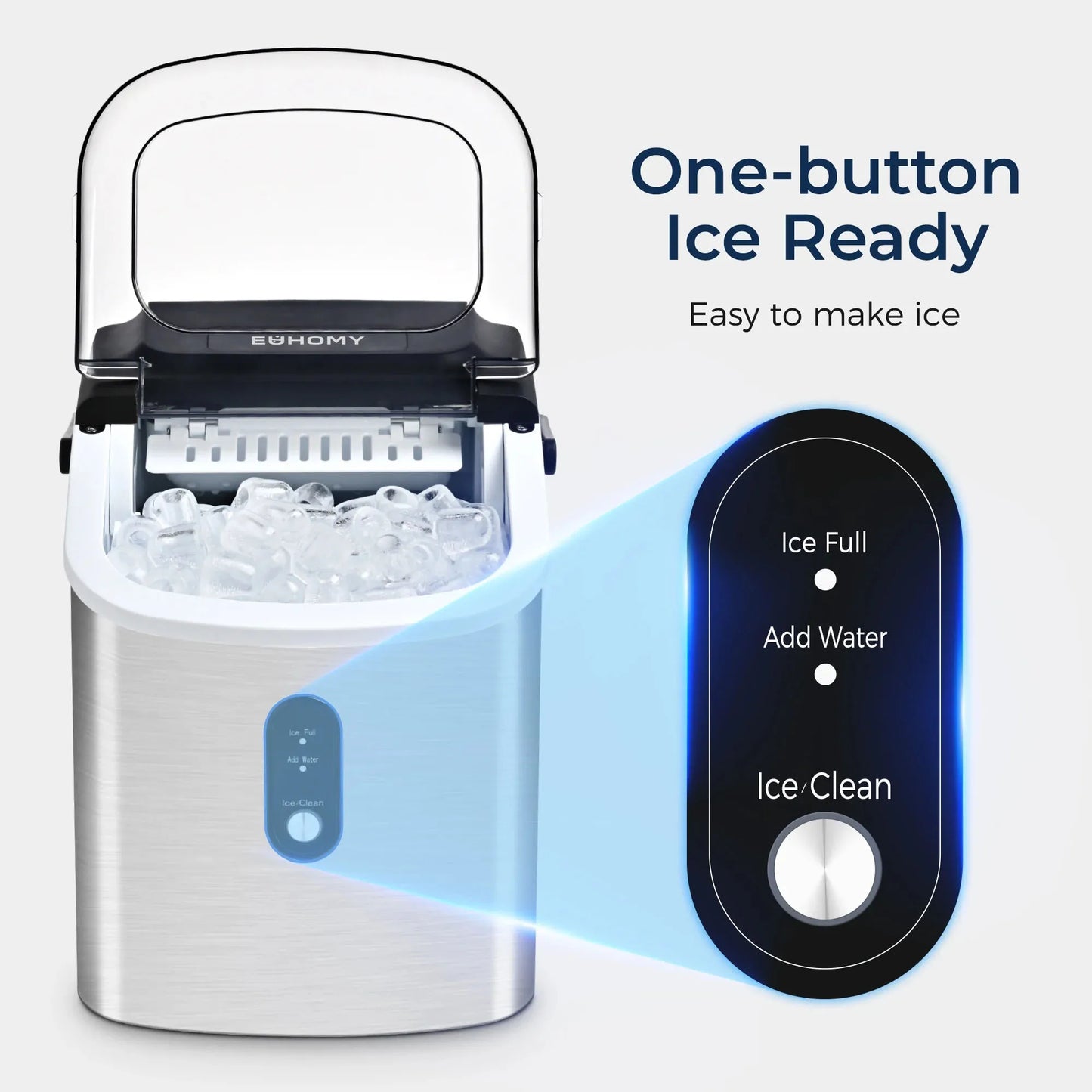Portable Countertop Ice Maker with Handle – 26 lbs/24H, 9 Ice Cubes in 6 Minutes, Self-Cleaning Ice Machine for Home, Kitchen, Office – Silver