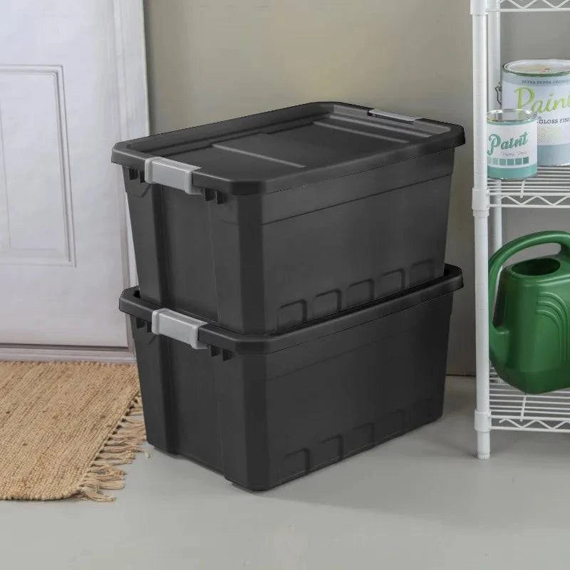 Sterilite 19 Gallon Stacker Tote Plastic, Black, Set of 6 - Growtochoice LLC