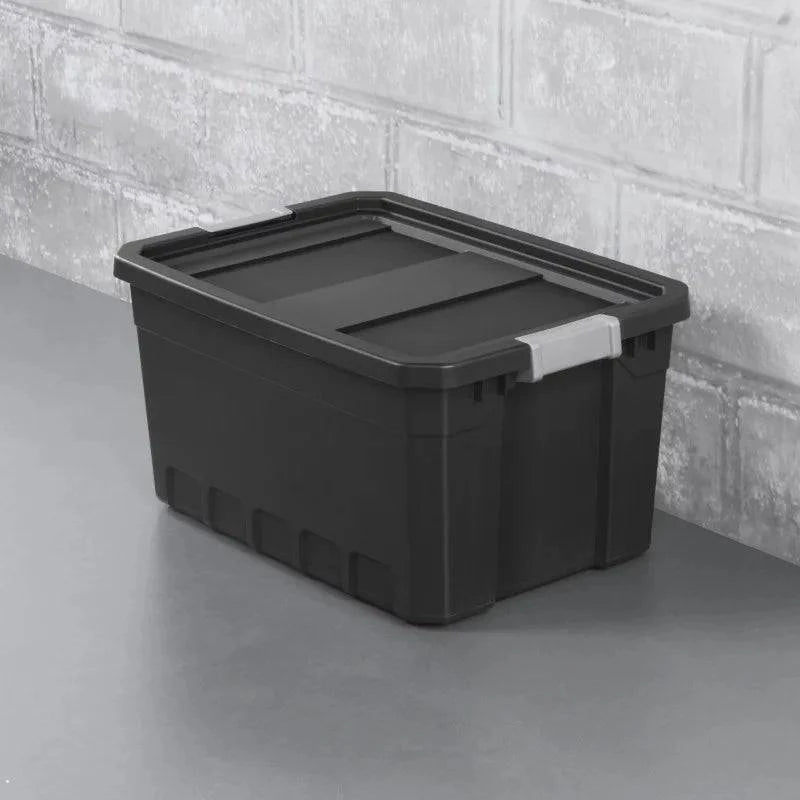 Sterilite 19 Gallon Stacker Tote Plastic, Black, Set of 6 - Growtochoice LLC