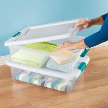 Sterilite 32 Qt. Latch Box Plastic, Stadium Handles Are Teal Color, Set of 6 - Growtochoice LLC