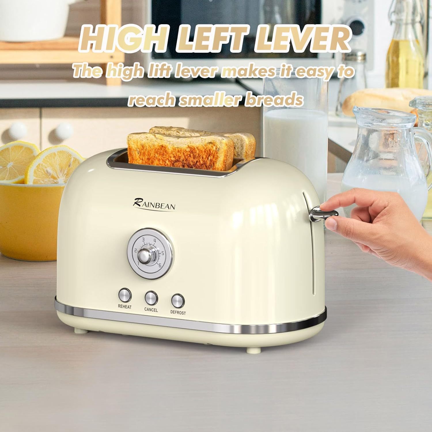 Toaster 2 Slice Retro Toaster Stainless Steel With 6 Bread Shade Settings And Bagel Cancel Defrost Reheat Function, Cute Bread Toaster With Extra Wide Slot And Removable Crumb Tray - Growtochoice LLC