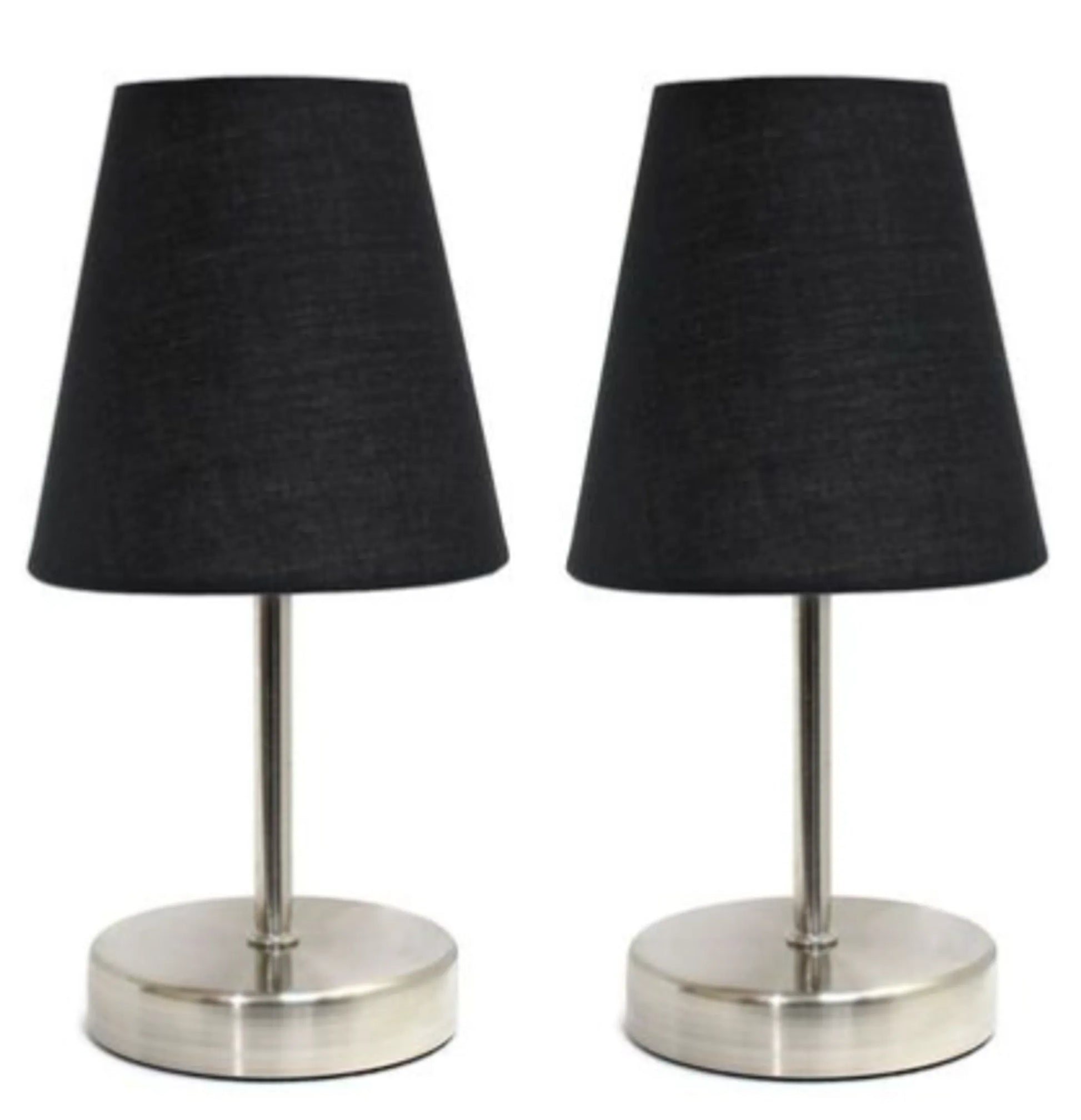 Simple Designs Sand Nickel Mini Basic Table Lamp with Fabric Shade (Set of 2) - Growtochoice LLC