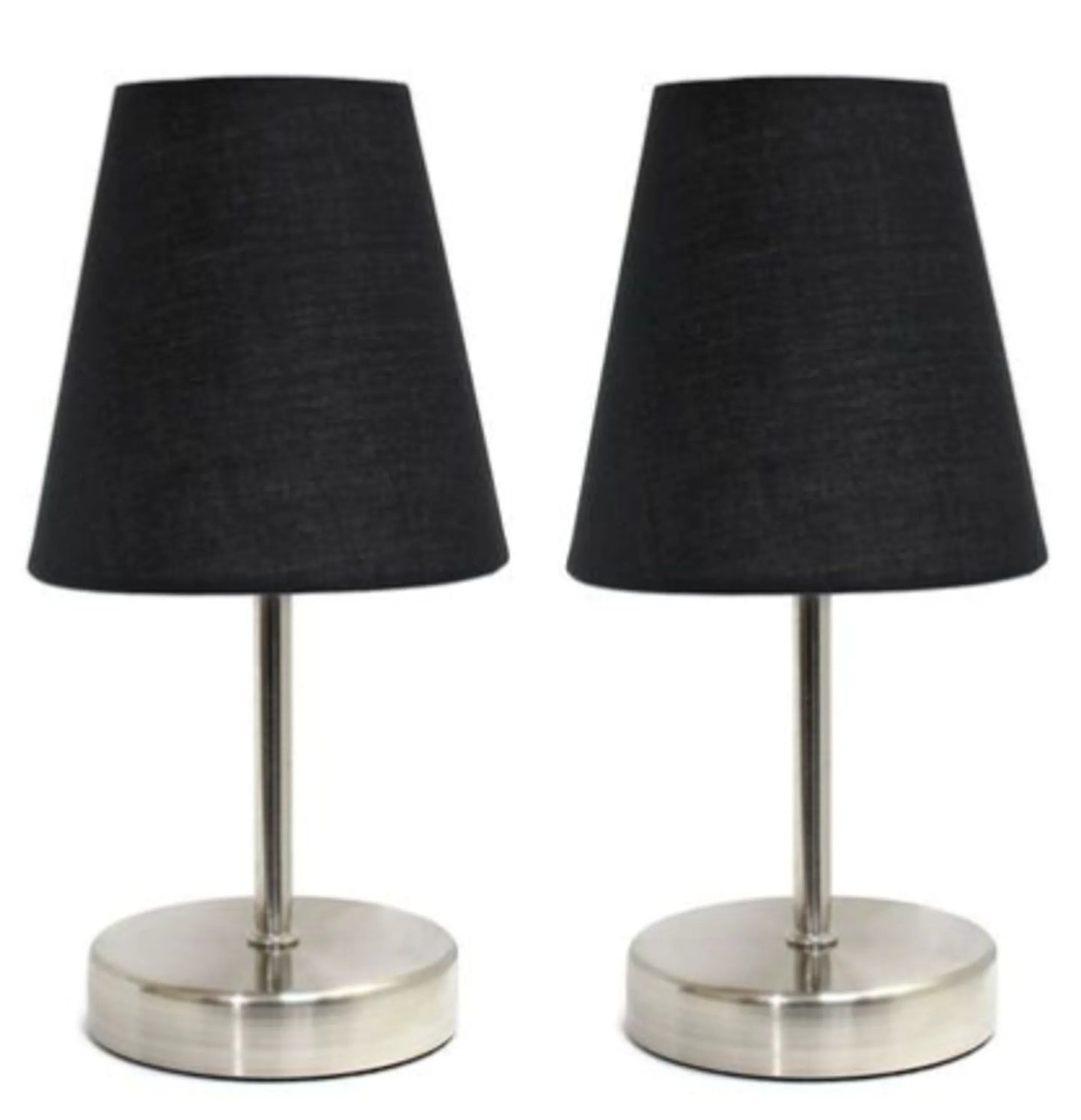 Simple Designs Sand Nickel Mini Basic Table Lamp with Fabric Shade (Set of 2) - Growtochoice LLC