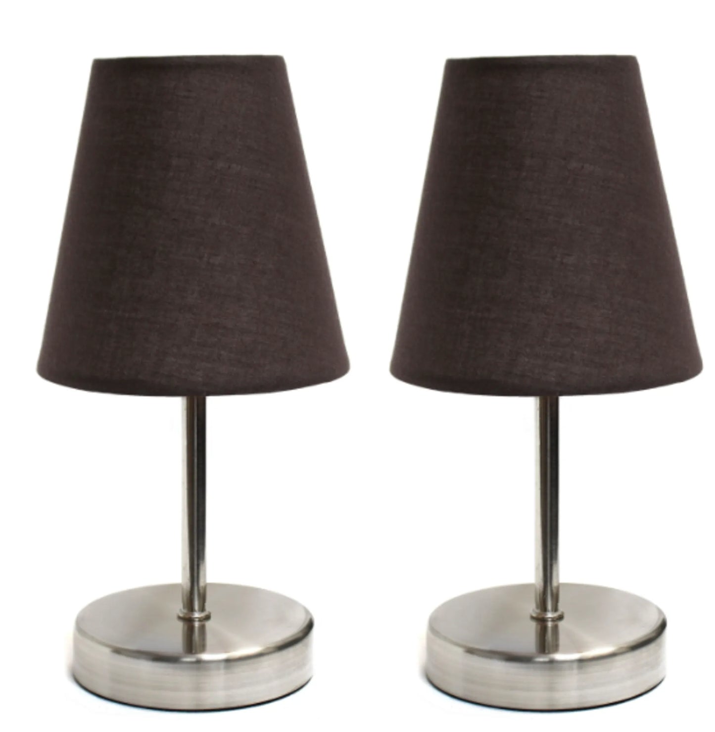 Simple Designs Sand Nickel Mini Basic Table Lamp with Fabric Shade (Set of 2) - Growtochoice LLC
