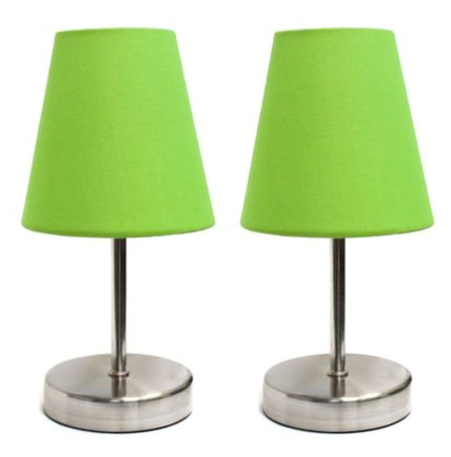 Simple Designs Sand Nickel Mini Basic Table Lamp with Fabric Shade (Set of 2) - Growtochoice LLC