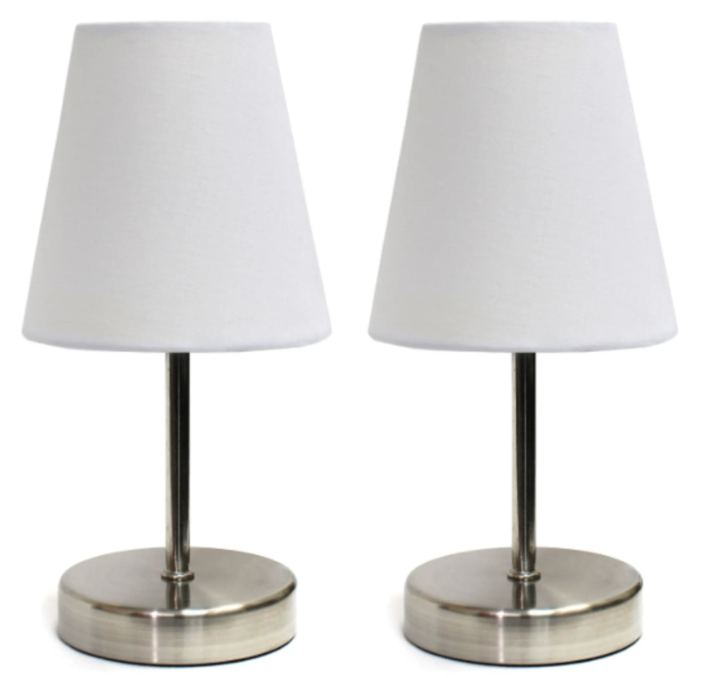 Simple Designs Sand Nickel Mini Basic Table Lamp with Fabric Shade (Set of 2) - Growtochoice LLC