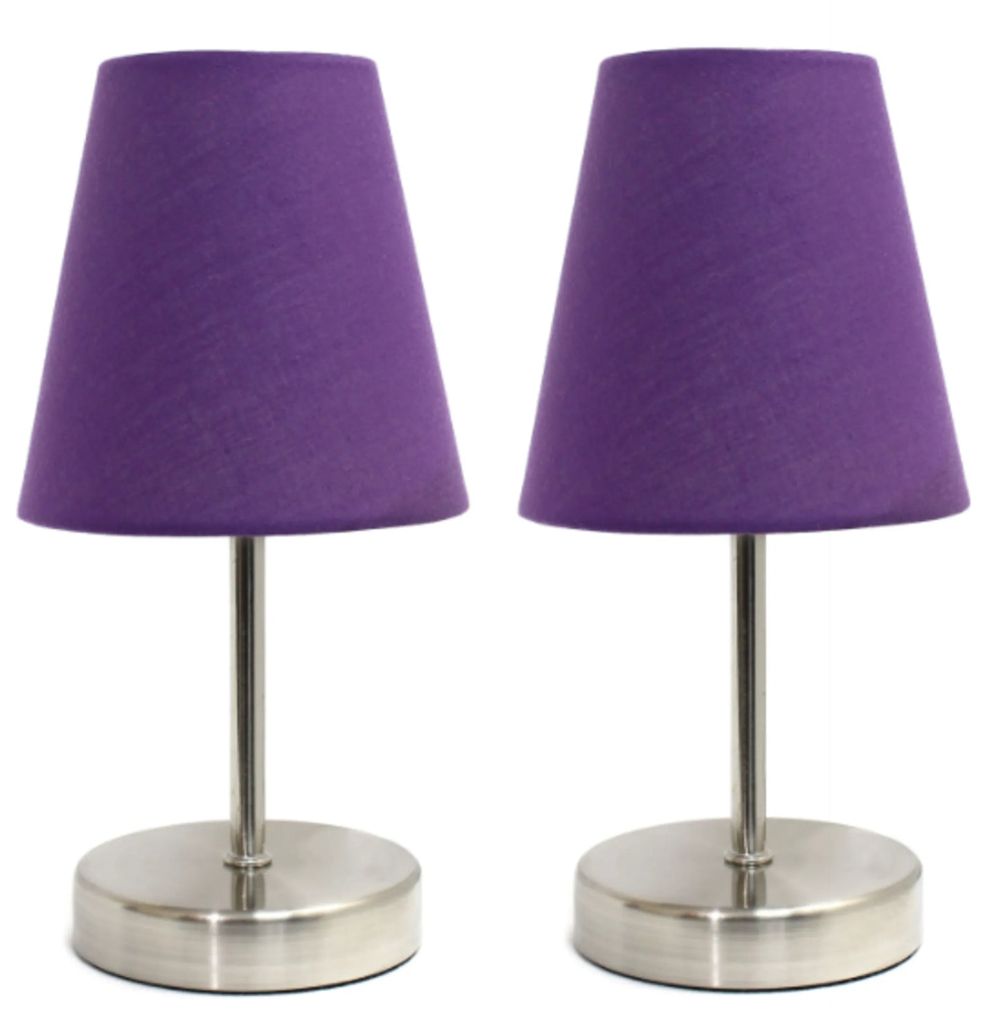 Simple Designs Sand Nickel Mini Basic Table Lamp with Fabric Shade (Set of 2) - Growtochoice LLC