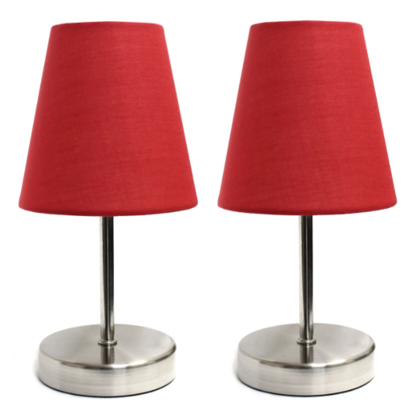 Simple Designs Sand Nickel Mini Basic Table Lamp with Fabric Shade (Set of 2) - Growtochoice LLC