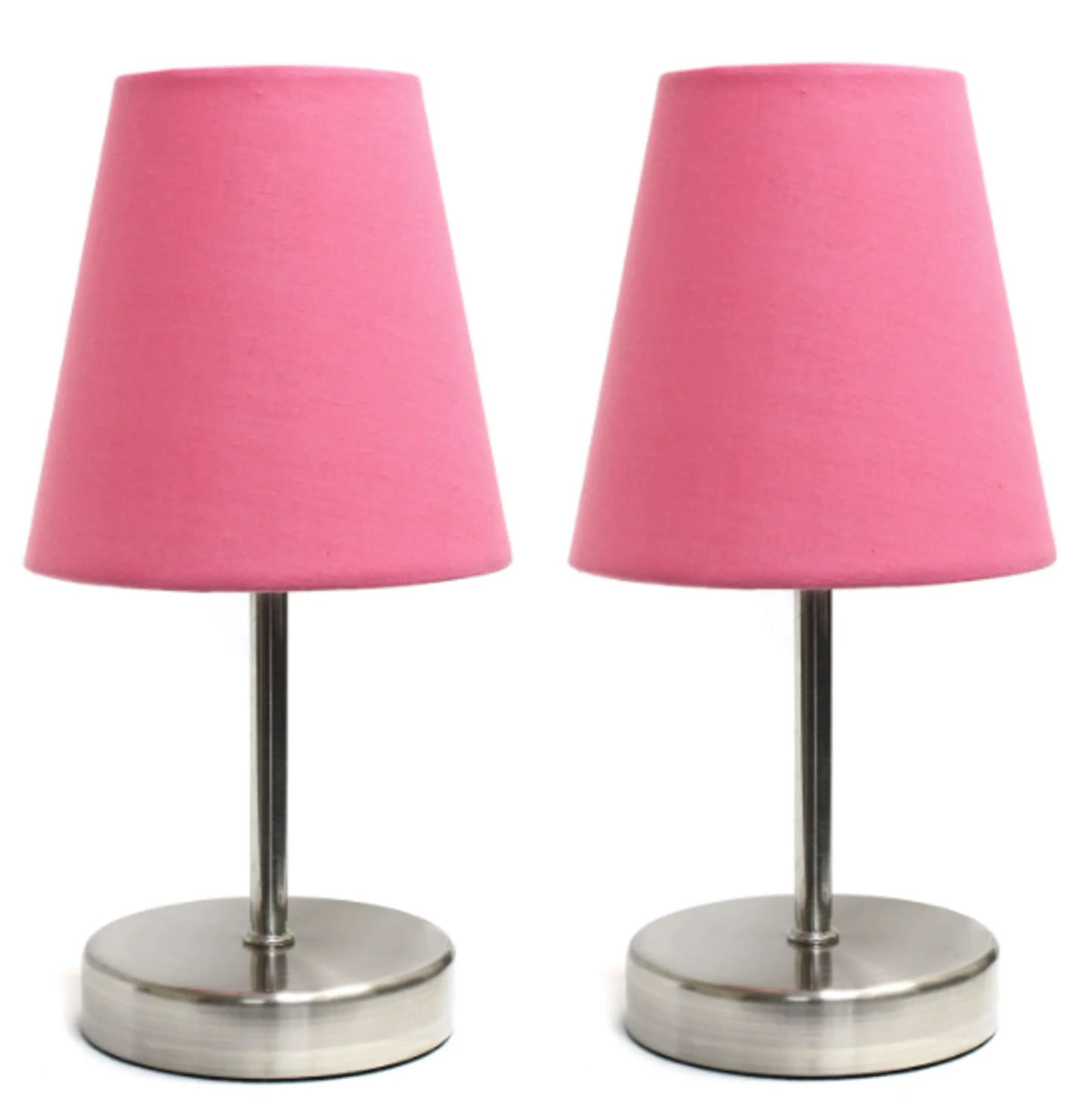 Simple Designs Sand Nickel Mini Basic Table Lamp with Fabric Shade (Set of 2) - Growtochoice LLC