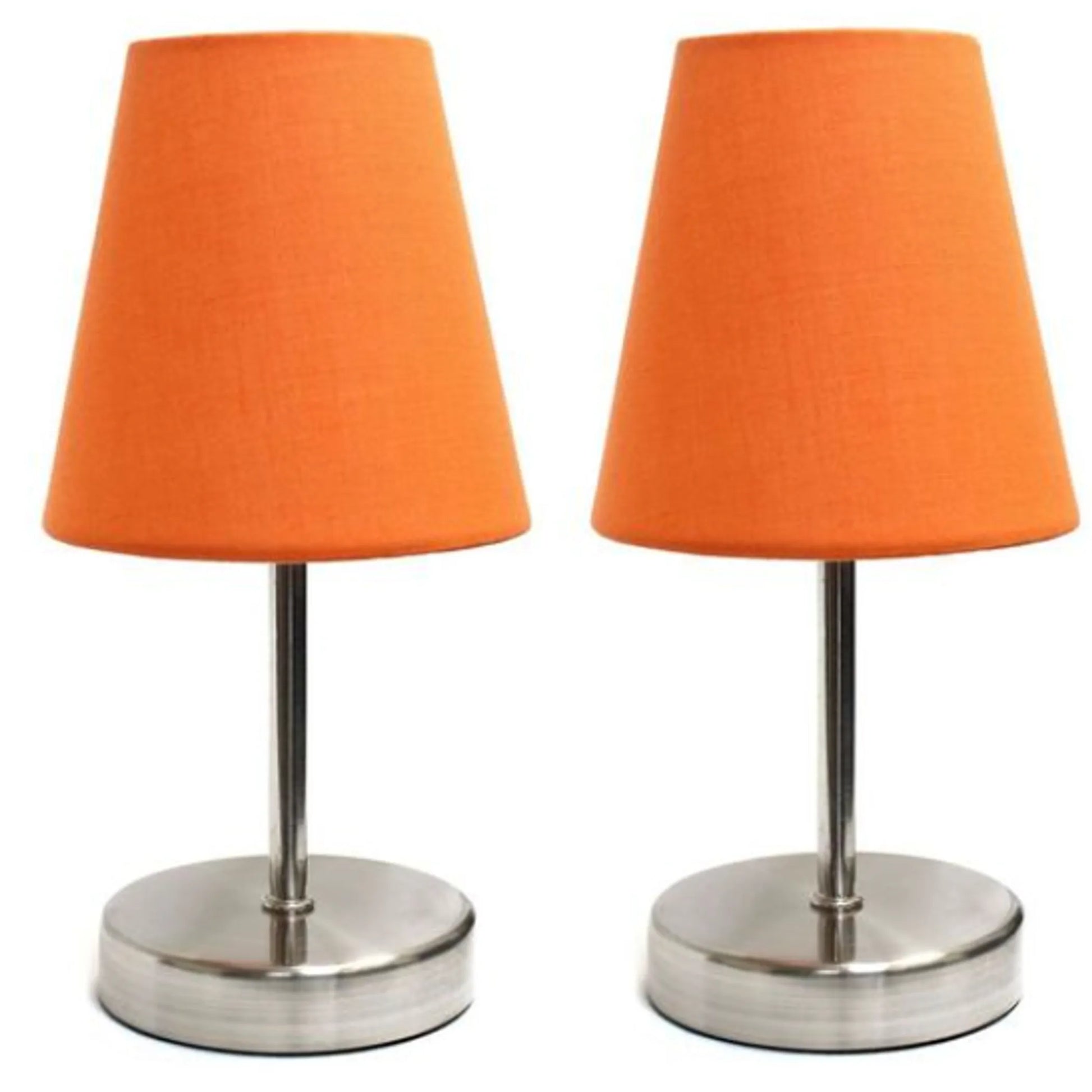 Simple Designs Sand Nickel Mini Basic Table Lamp with Fabric Shade (Set of 2) - Growtochoice LLC