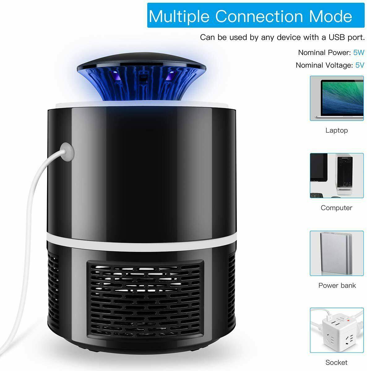 Electric UV Mosquito Killer Lamp Outdoor Indoor Fly Bug Insect Zapper Trap USB - Growtochoice LLC