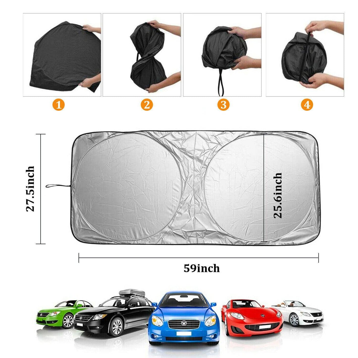 Foldable Car Front Rear Window Windshield Sun Shade Shield Cover Visor UV Block - Growtochoice LLC