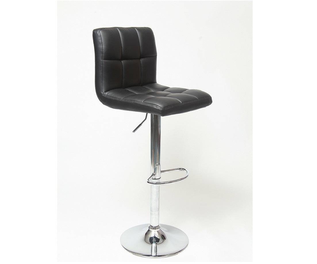Modern Elegance: Set of 2 Black Faux Leather Swivel Bar Stools with Hydraulic Adjustment - Growtochoice LLC