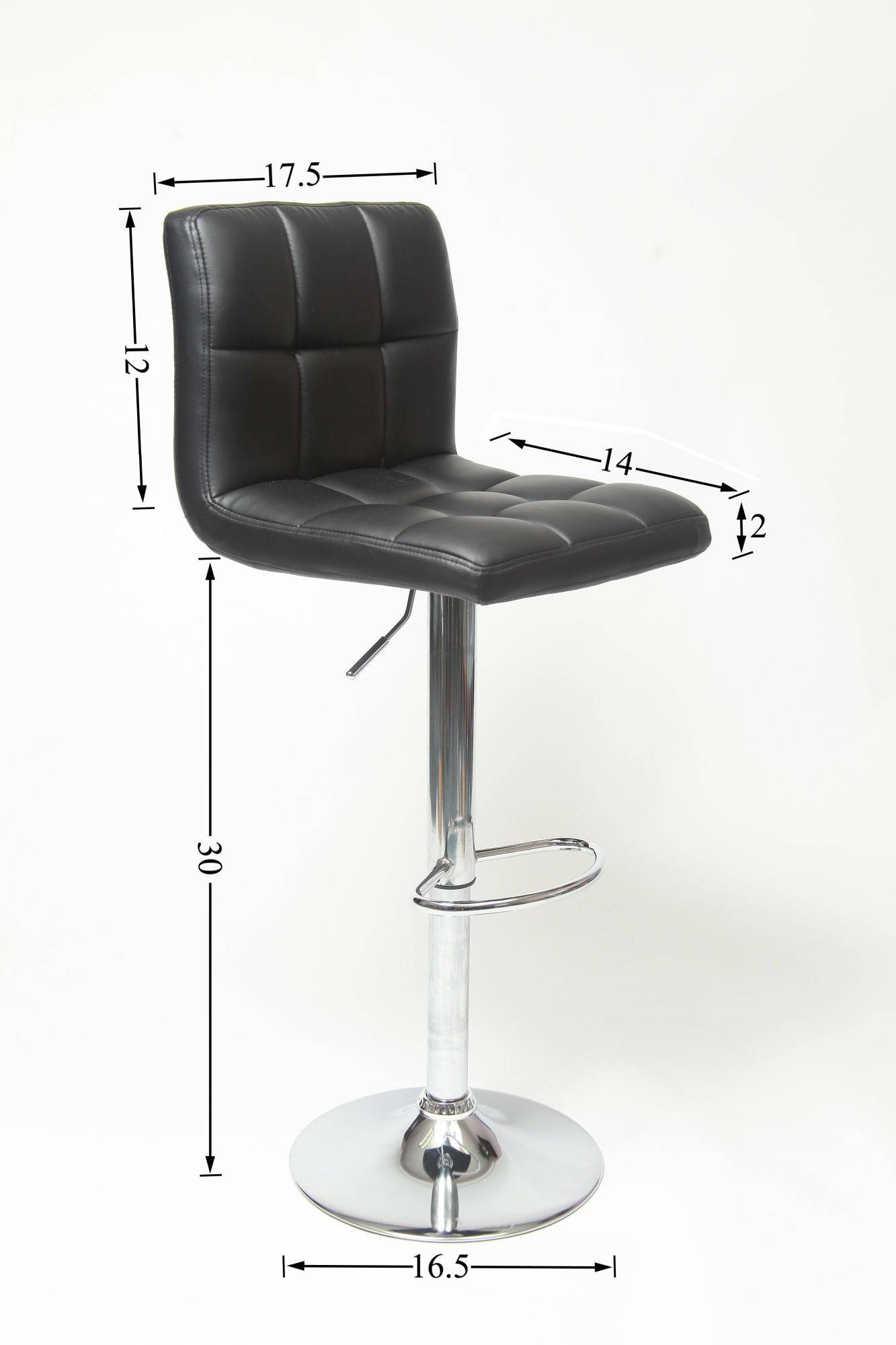 Modern Elegance: Set of 2 Black Faux Leather Swivel Bar Stools with Hydraulic Adjustment - Growtochoice LLC