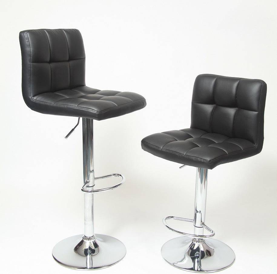 Modern Elegance: Set of 2 Black Faux Leather Swivel Bar Stools with Hydraulic Adjustment - Growtochoice LLC