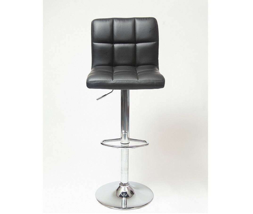 Modern Elegance: Set of 2 Black Faux Leather Swivel Bar Stools with Hydraulic Adjustment - Growtochoice LLC