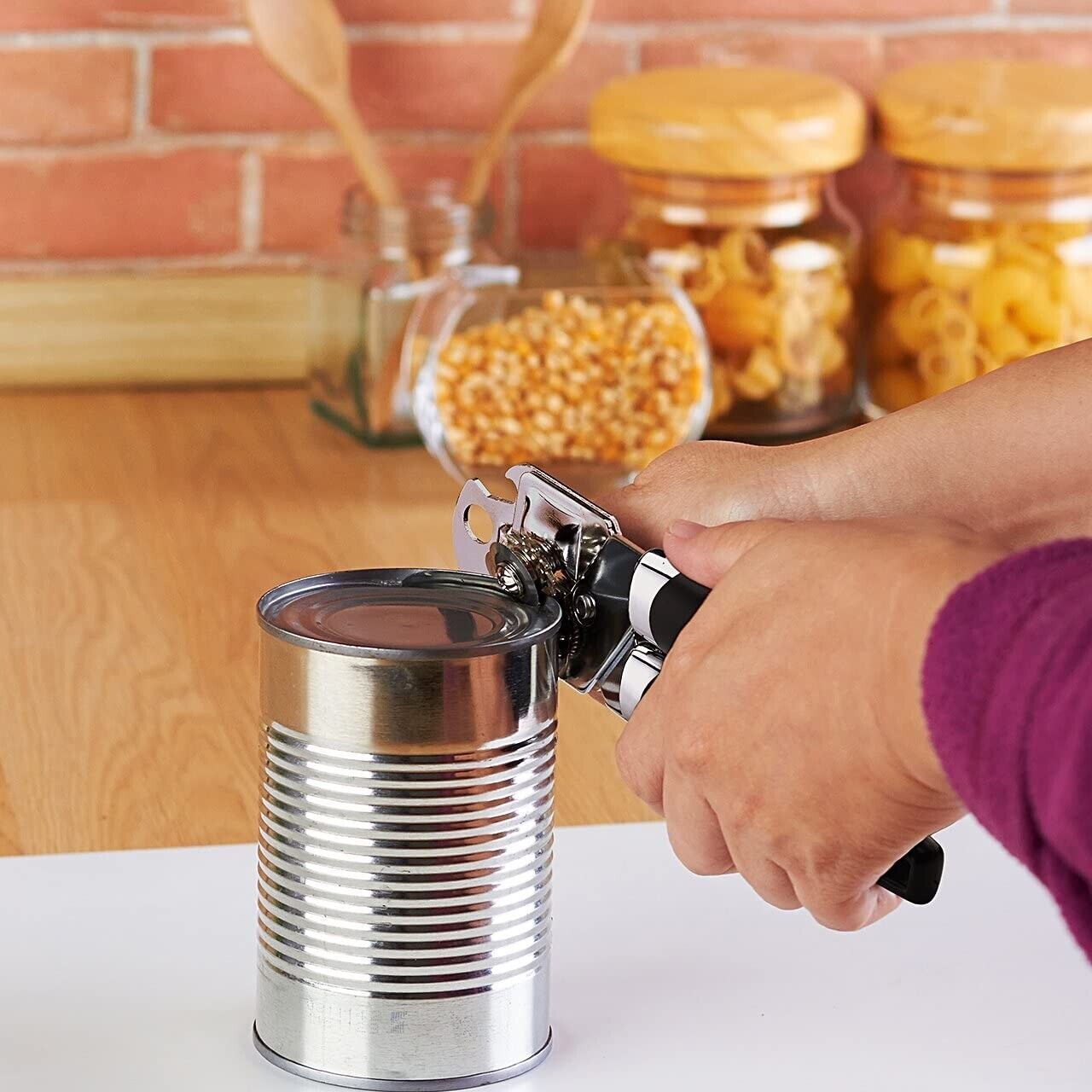 Can Opener Manual, Handheld Strong Heavy Duty Can Opener, Anti-slip Hand Grip, Stainless Steel Sharp Blade - Growtochoice LLC