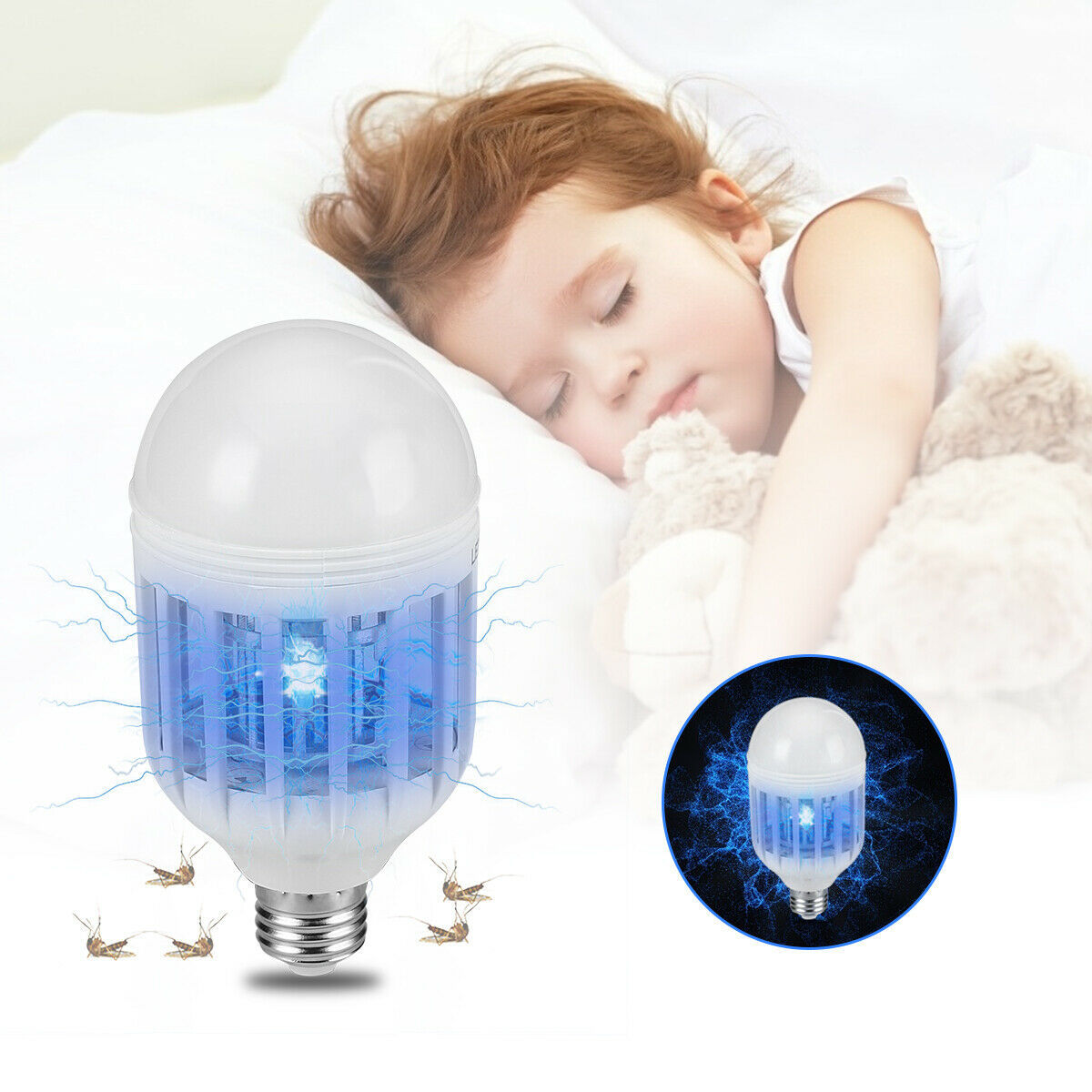 Bug Zapper Light Bulb Mosquito Lamp Fly Trap Killer Indoor Outdoor Insect E26 E27 - Growtochoice LLC