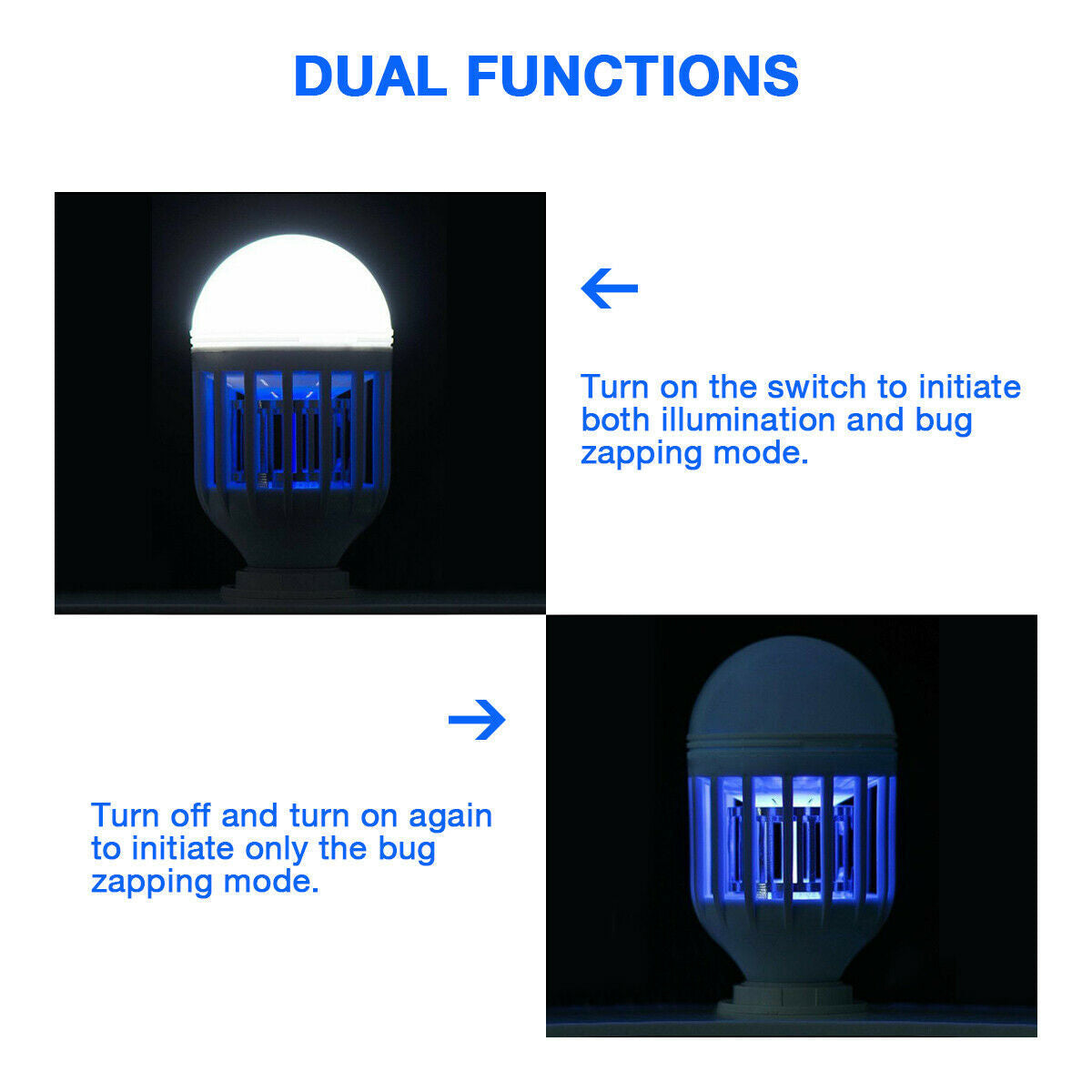 Bug Zapper Light Bulb Mosquito Lamp Fly Trap Killer Indoor Outdoor Insect E26 E27 - Growtochoice LLC