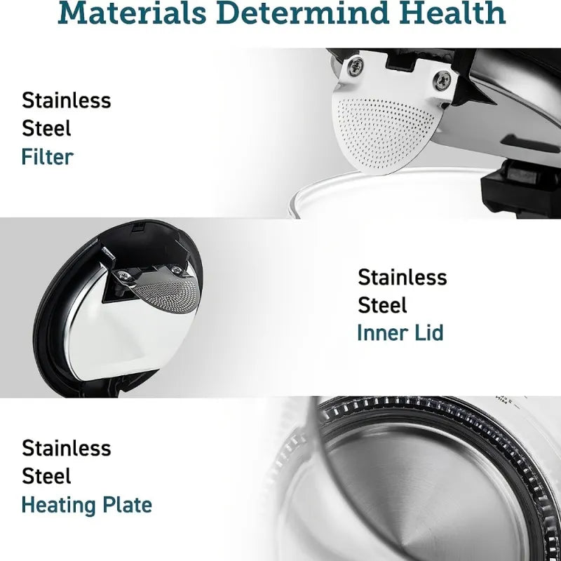 Electric Kettle With Stainless Steel Filter And Inner Lid, 1200W Wide Opening 1.7L Glass Tea Kettle & Hot Water Boiler Black - Growtochoice LLC