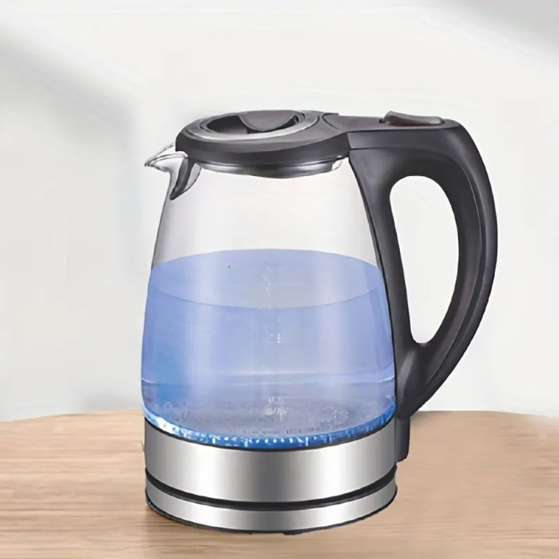Electric Kettle With Stainless Steel Filter And Inner Lid, 1200W Wide Opening 1.7L Glass Tea Kettle & Hot Water Boiler Black - Growtochoice LLC