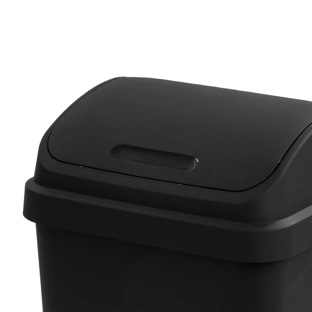 4 Pack Sterilite 13 Gallon Plastic Swing Top Spave Saving Flat Side Lidded Wastebasket Trash Can for Kitchen, Garage, or Workspace, - Growtochoice LLC