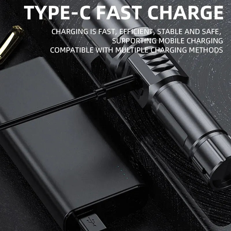 **High Power XHP100 LED Flashlight - Rechargeable, Retractable with Digital Zoom, USB Hand Light for Camping, Outdoor, and Emergency Use** - Growtochoice LLC