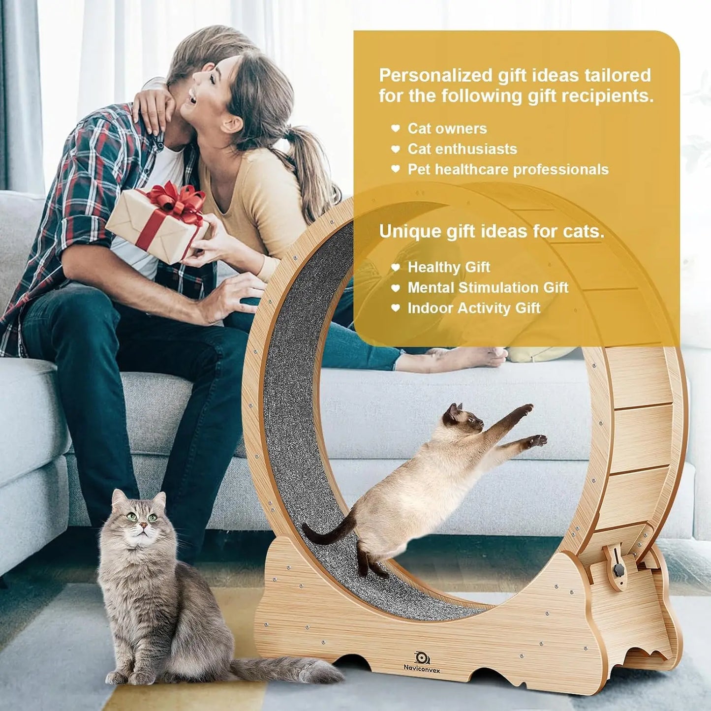 Large Cat Treadmill with Carpeted Runway – Exercise Wheel for Indoor Cats - Growtochoice LLC