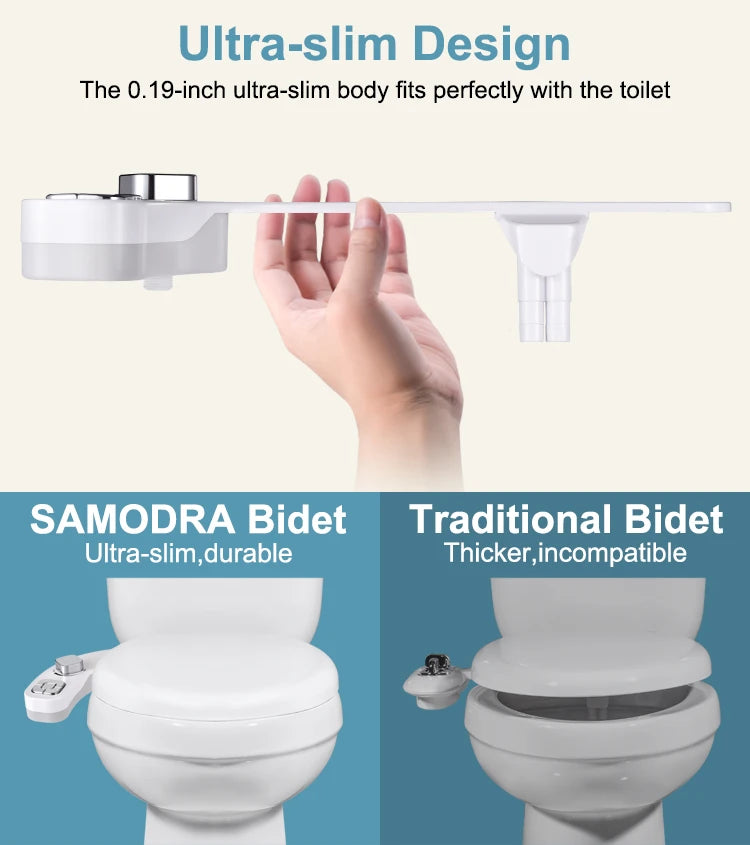 Black Button Bidet - Non-Electric Self Cleaning Bidet Water Sprayer Toilet Seat - Growtochoice LLC