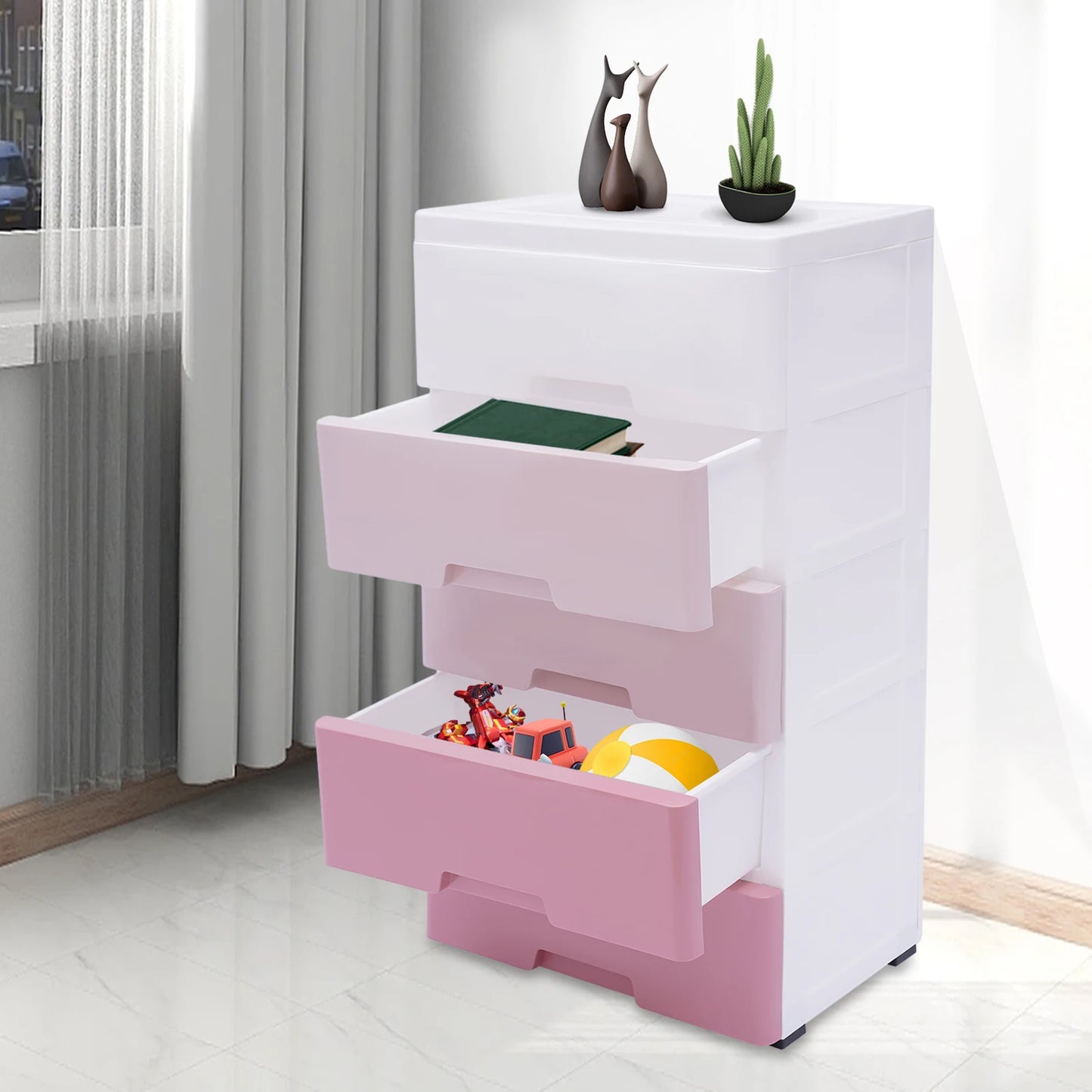 **Modern 5-Layer Pink & White Shoe Cabinet for Entryway** - Growtochoice LLC