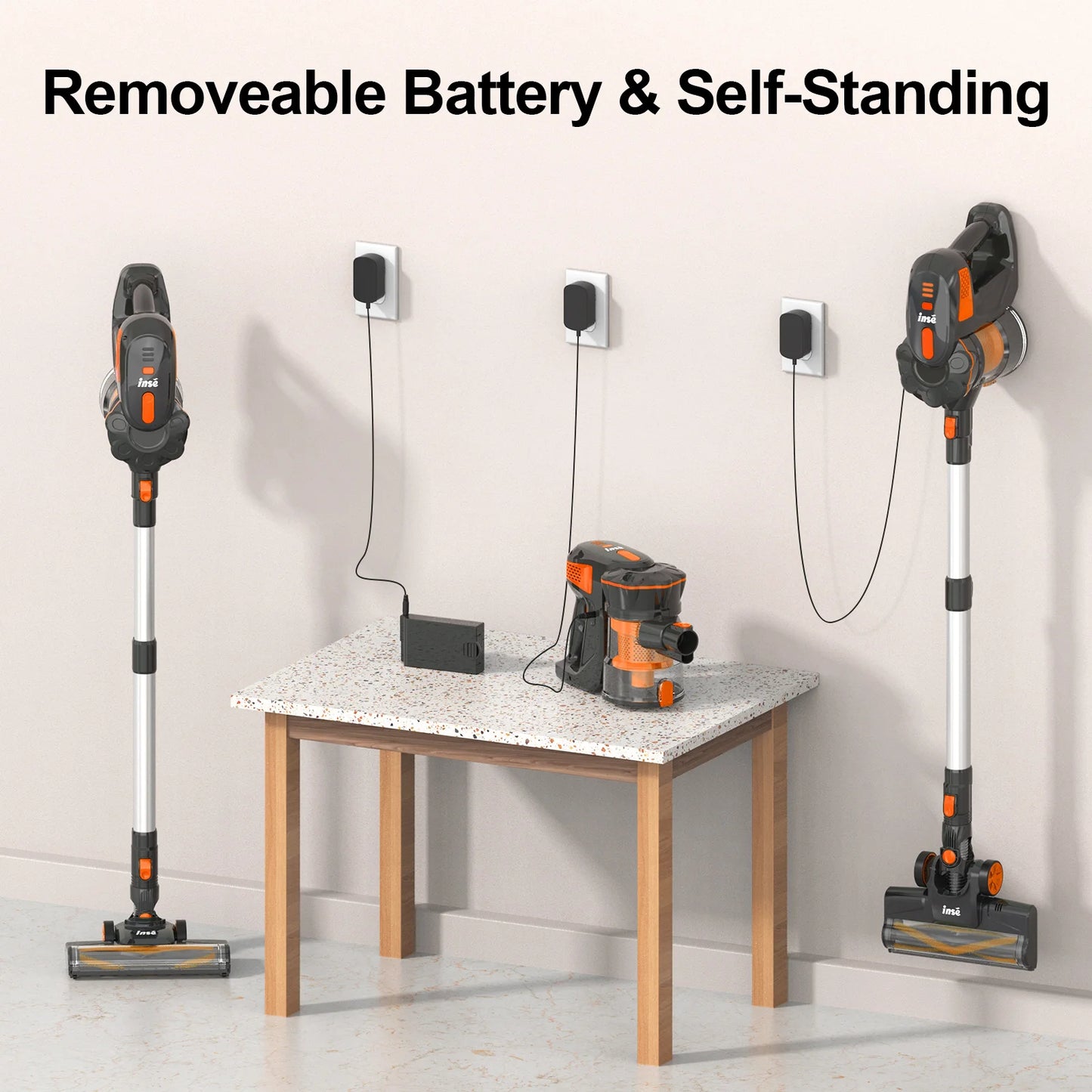 INSE V770 Cordless Vacuum, Powerful Brushless Motor, Quiet & Lightweight, Orange - Growtochoice LLC