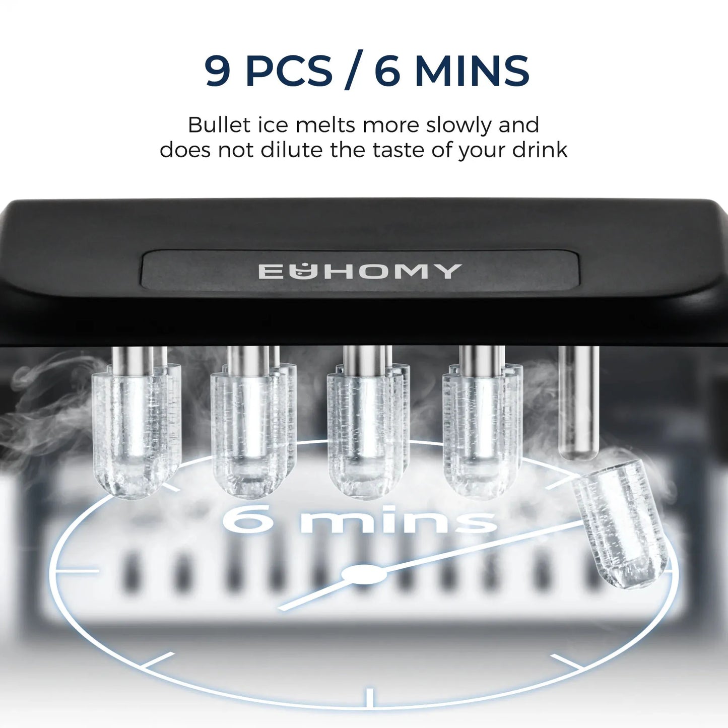 Portable Countertop Ice Maker with Handle – 26 lbs/24H, 9 Ice Cubes in 6 Minutes, Self-Cleaning Ice Machine for Home, Kitchen, Office – Silver - Growtochoice LLC
