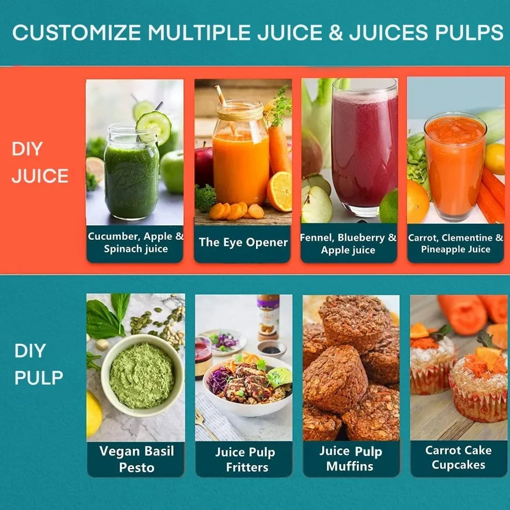 3" Wide Mouth Juicer Extractor Max Power 800W, for Vegetable and Fruit with 3-Speed Setting, 400W Motor, BPA Free - Growtochoice LLC