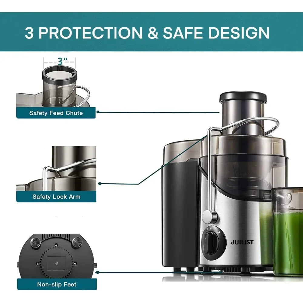 3" Wide Mouth Juicer Extractor Max Power 800W, for Vegetable and Fruit with 3-Speed Setting, 400W Motor, BPA Free - Growtochoice LLC