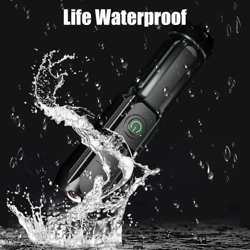 **Powerful 100,000 Lumens LED Flashlight - Rechargeable, USB 18650, Waterproof, Zoomable for Fishing, Hunting, Camping, and Tactical Use** - Growtochoice LLC