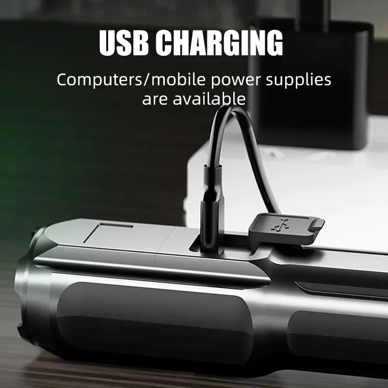 **Powerful 100,000 Lumens LED Flashlight - Rechargeable, USB 18650, Waterproof, Zoomable for Fishing, Hunting, Camping, and Tactical Use** - Growtochoice LLC