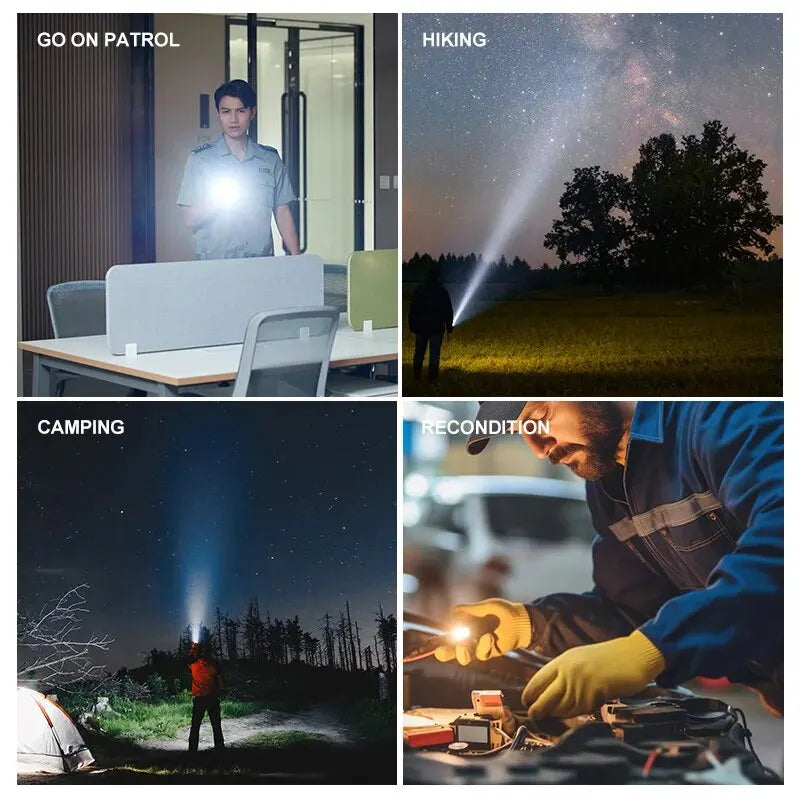 **Powerful 100,000 Lumens LED Flashlight - Rechargeable, USB 18650, Waterproof, Zoomable for Fishing, Hunting, Camping, and Tactical Use** - Growtochoice LLC