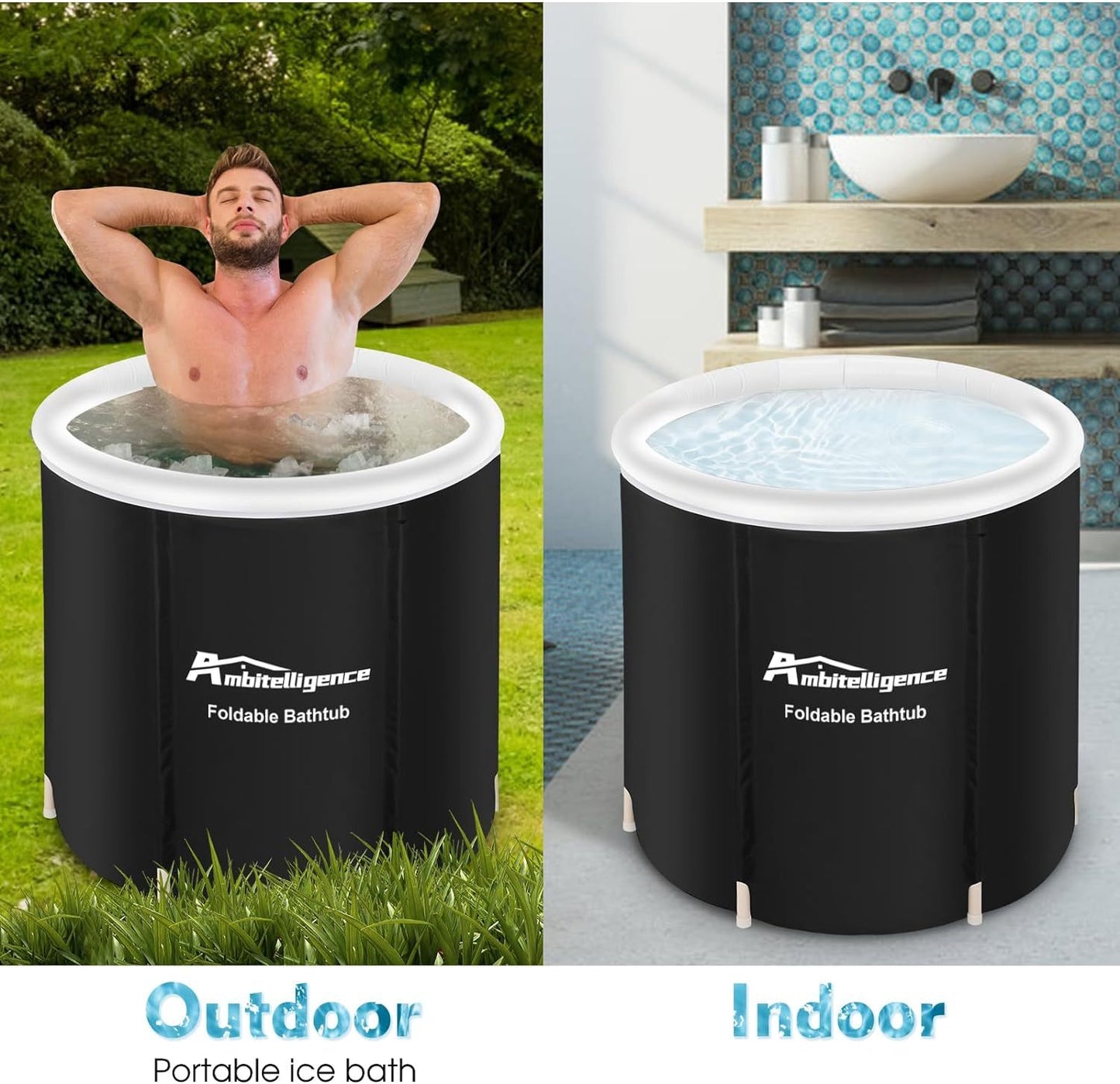 Recovery Ice Tub Foldable Bathtub Outdoor Portable Cold Water Therapy Tub Fitness Rehab Ice Tub For Athletes Long Lasting Insulated Ice Tub, Spa Soaking Bucket - Growtochoice LLC