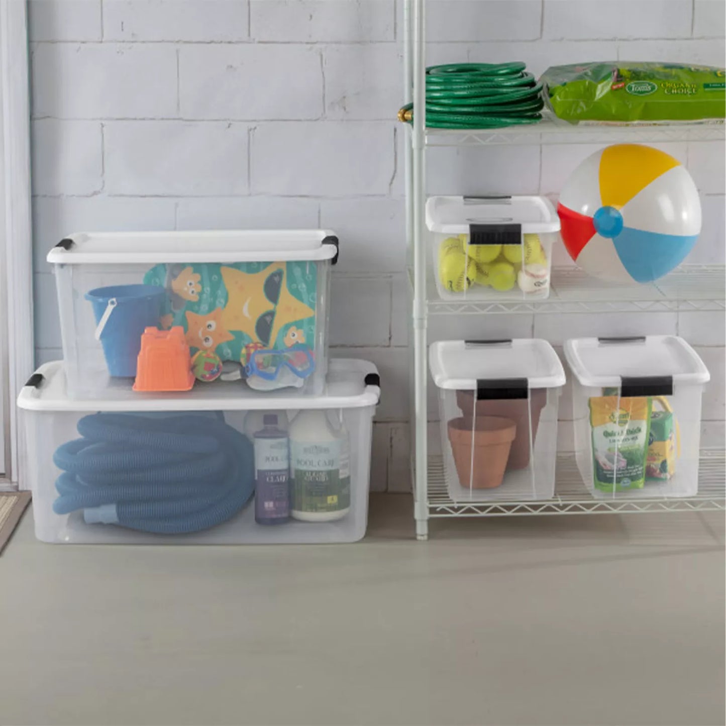 Sterilite 18 Qt Clear Plastic Stackable Storage Bin w/ White Latch Lid, 18 Pack - Growtochoice LLC