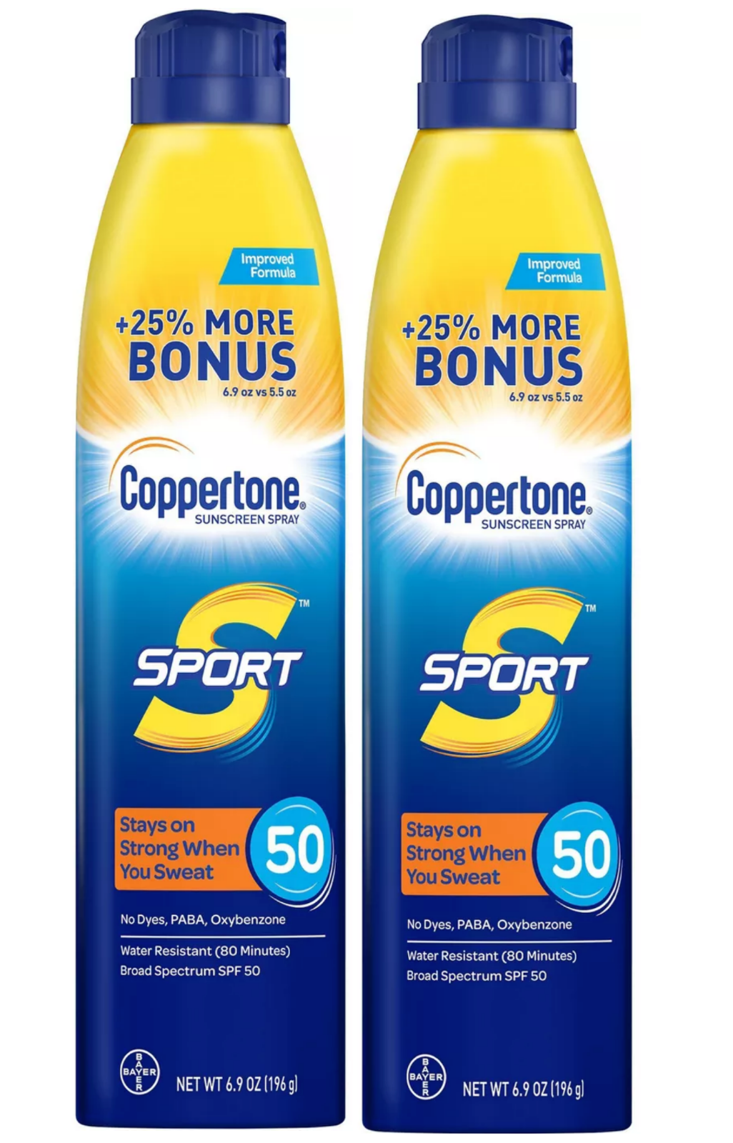 2 pack Coppertone Sunscreen Sport 50 SPF Bundle (6.9 Oz ) - Growtochoice LLC