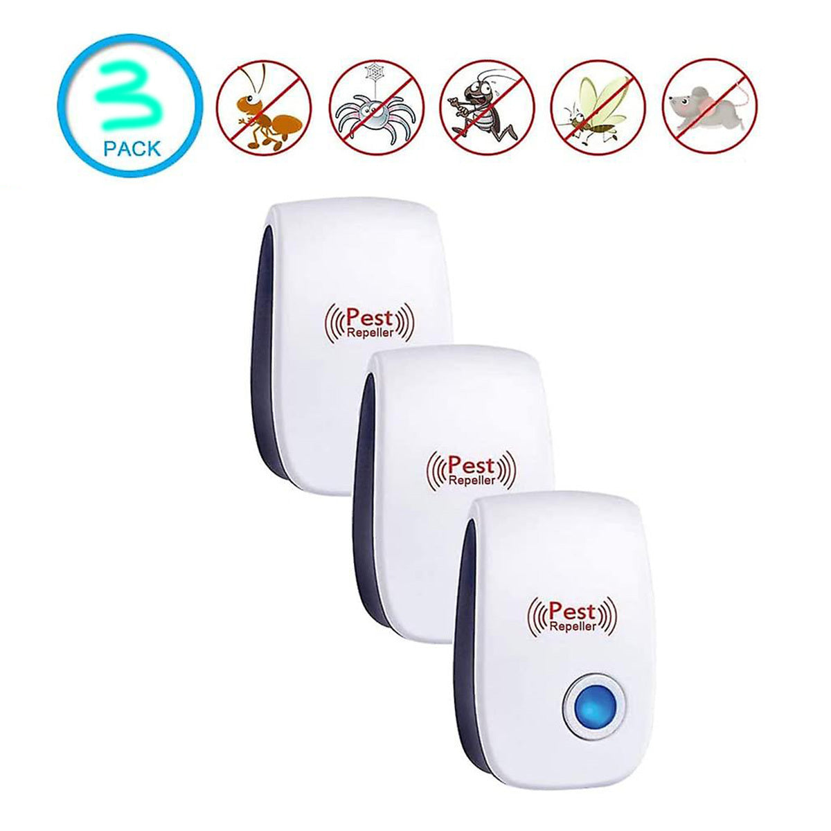 Ultrasonic Pest Repeller 6-Pack, Plug-In for Mice, Roaches, Spiders & Bugs (White) - Growtochoice LLC