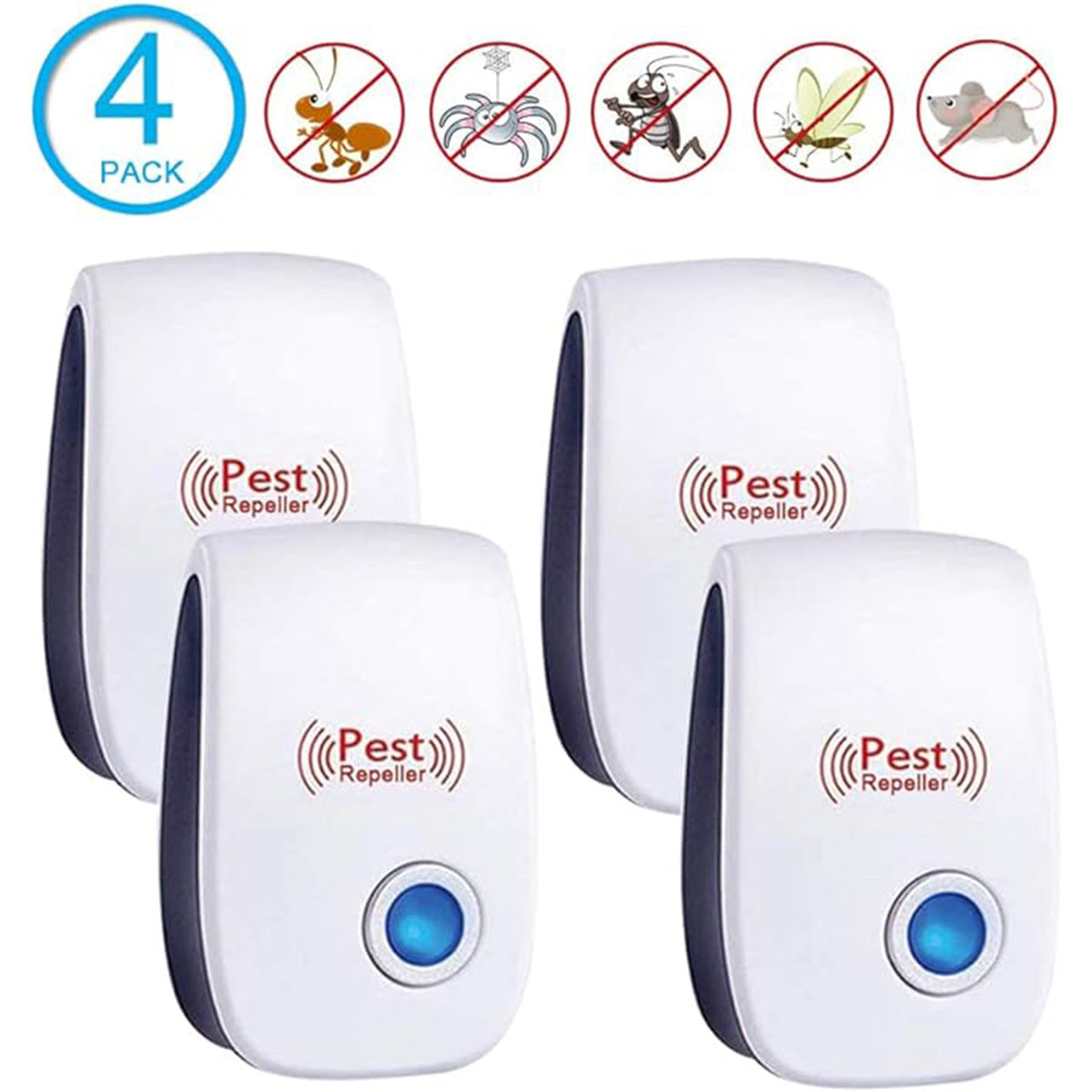 Ultrasonic Pest Repeller 6-Pack, Plug-In for Mice, Roaches, Spiders & Bugs (White) - Growtochoice LLC
