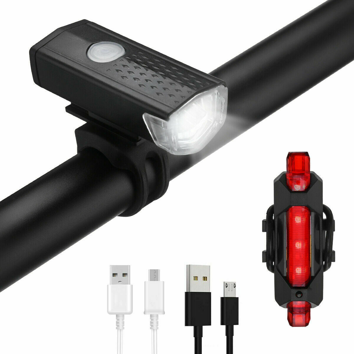 USB Rechargeable LED Bicycle Headlight Bike Head Light Cycling Rear Front Lamp Bike Light Rainproof USB Rechargeable LED bicycle Light - Growtochoice LLC