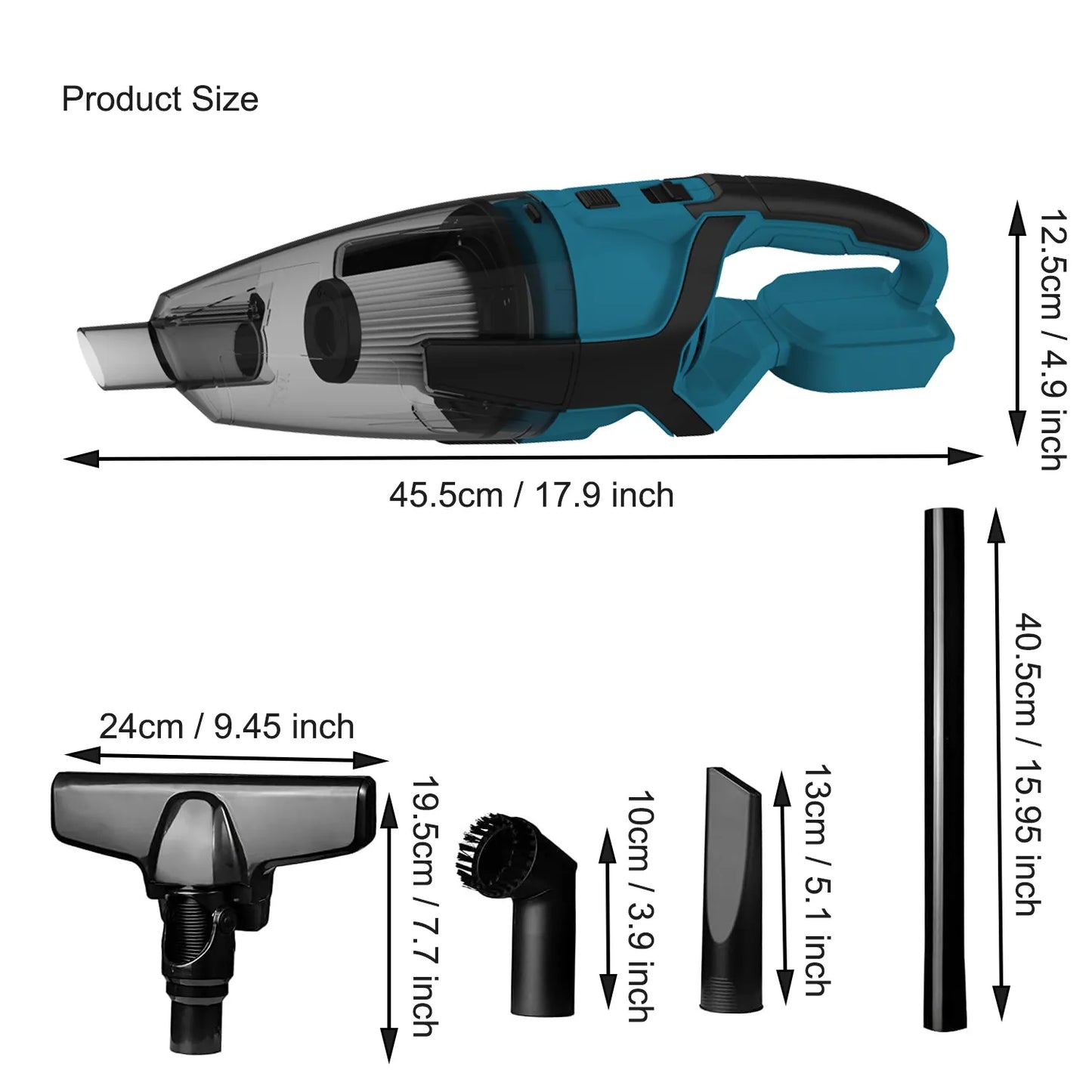 Handheld Powerful Wireless Car Vacuum Cleaner High Power Cordless Portable Wide Application Vacuum Cleaner (Battery Excluded) - Growtochoice LLC