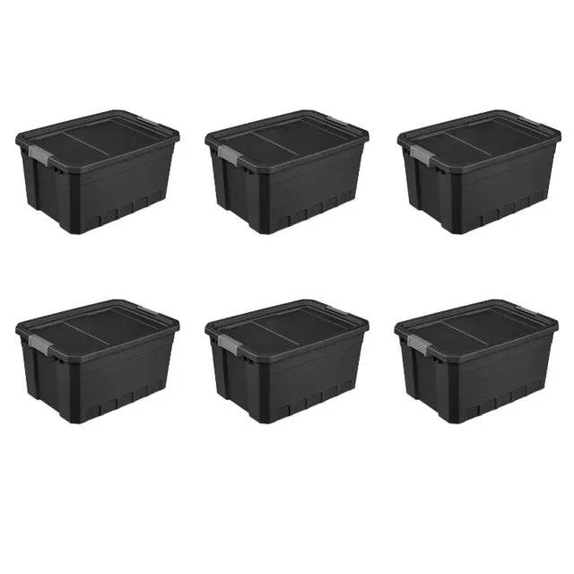 Sterilite 19 Gallon Stacker Tote Plastic, Black, Set of 6 - Growtochoice LLC