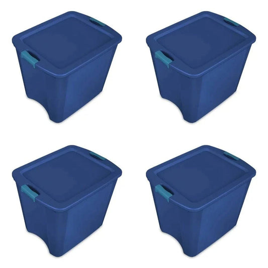 26 Gallon Latch and Carry Plastic, True Blue, Set of 4 Kitchen Storage & Organization Food - Growtochoice LLC