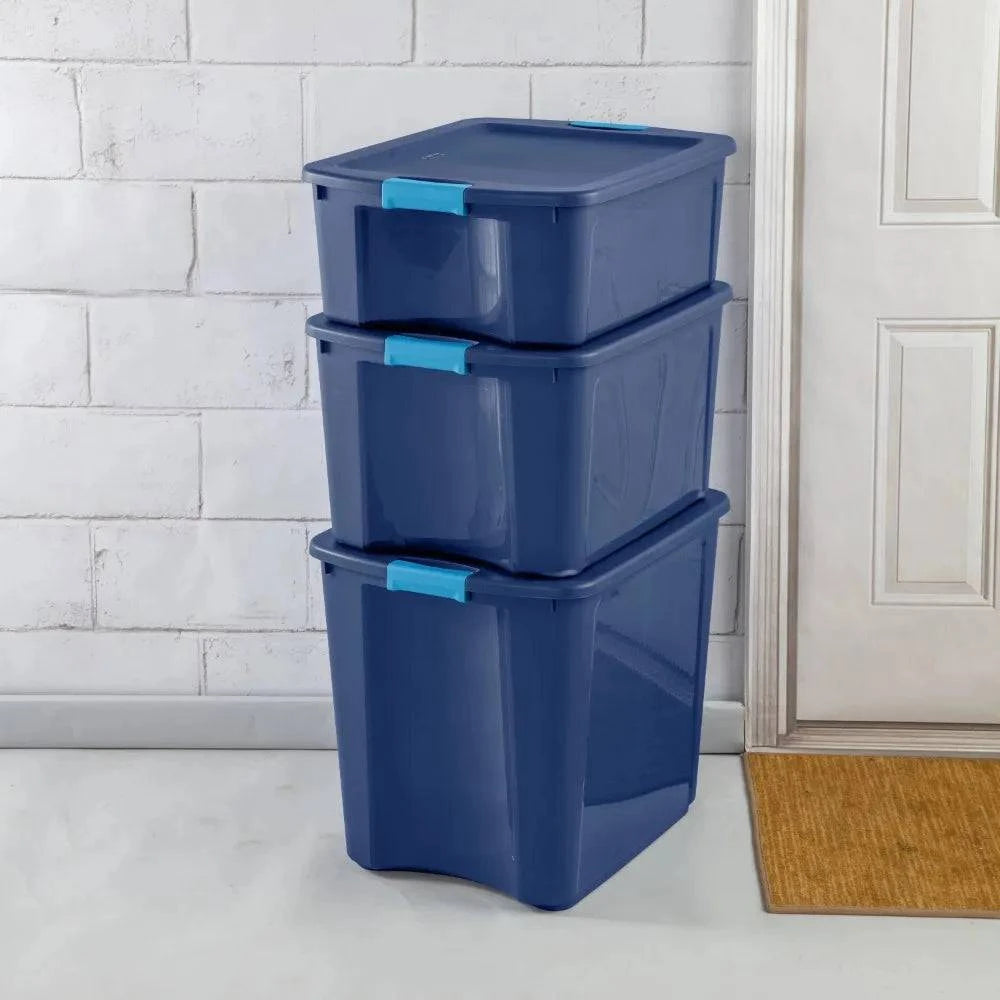 26 Gallon Latch and Carry Plastic, True Blue, Set of 4 Kitchen Storage & Organization Food - Growtochoice LLC