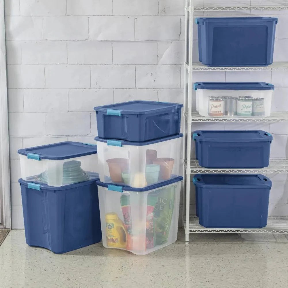 26 Gallon Latch and Carry Plastic, True Blue, Set of 4 Kitchen Storage & Organization Food - Growtochoice LLC